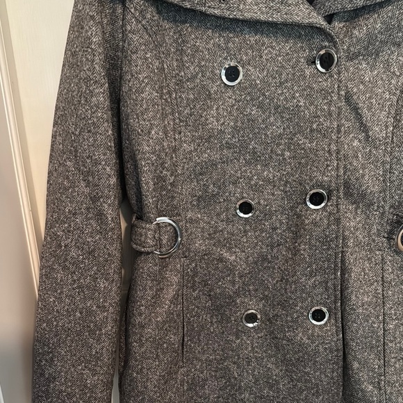 NWT Women's Charcoal Peacoat with Removable Hood - Picture 3 of 10